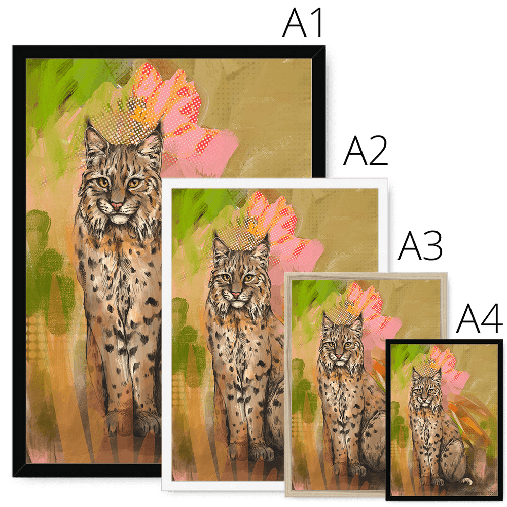 Bobcat Botanica Framed Print Pawky Paws Framed Print