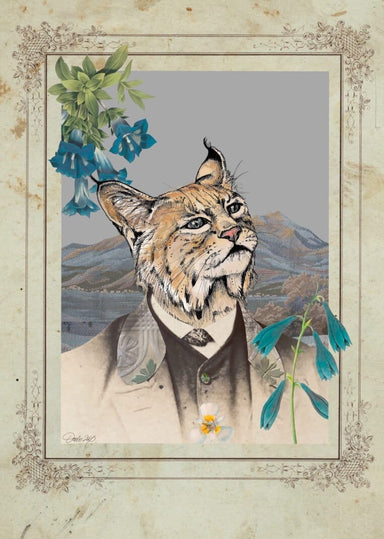 Bobcat In A Suit Matte Art Print Animals In Suits Art Print