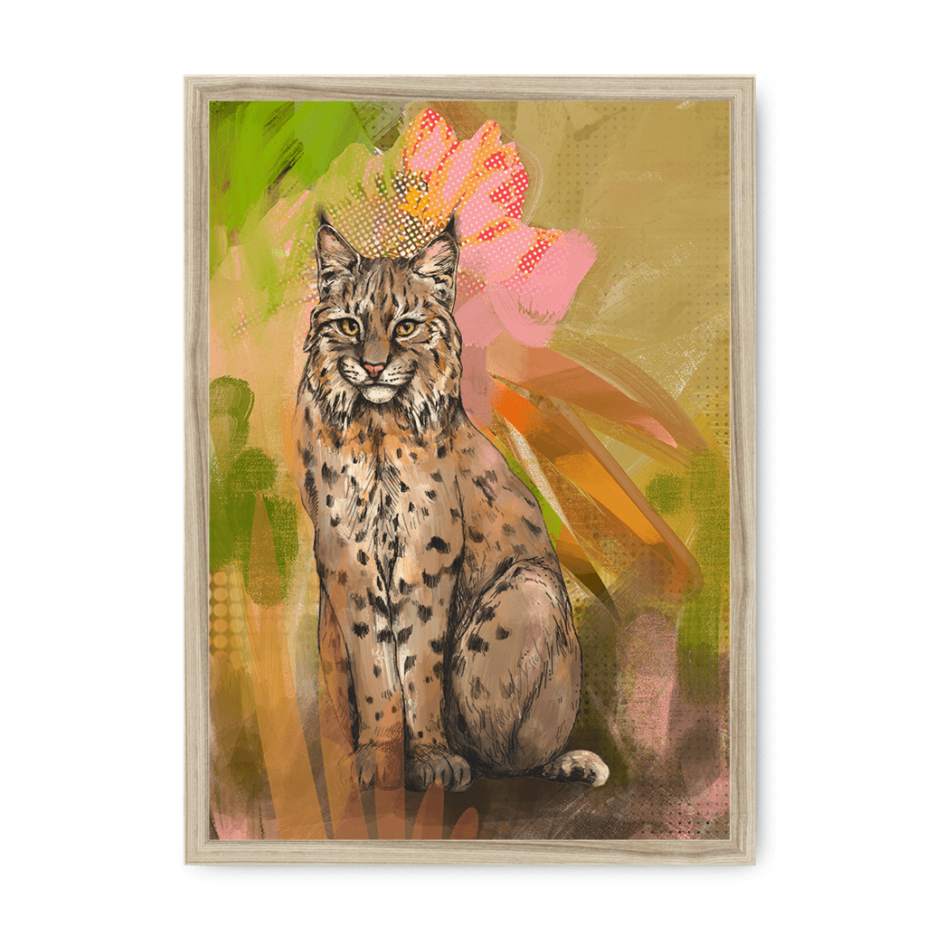Bobcat Botanica Framed Print Pawky Paws A3 (297 X 420 mm) / Natural / No Mount (All Art) Framed Print
