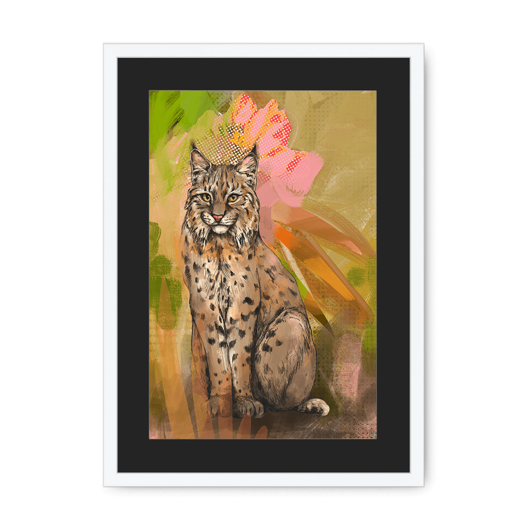 Bobcat Botanica Framed Print Pawky Paws A3 (297 X 420 mm) / White / Black Mount Framed Print