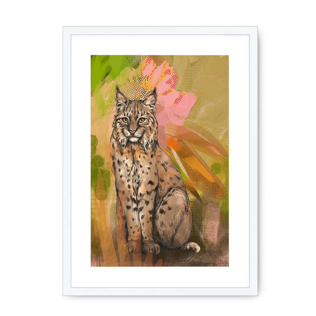 Bobcat Botanica Framed Print Pawky Paws A3 (297 X 420 mm) / White / White Mount Framed Print