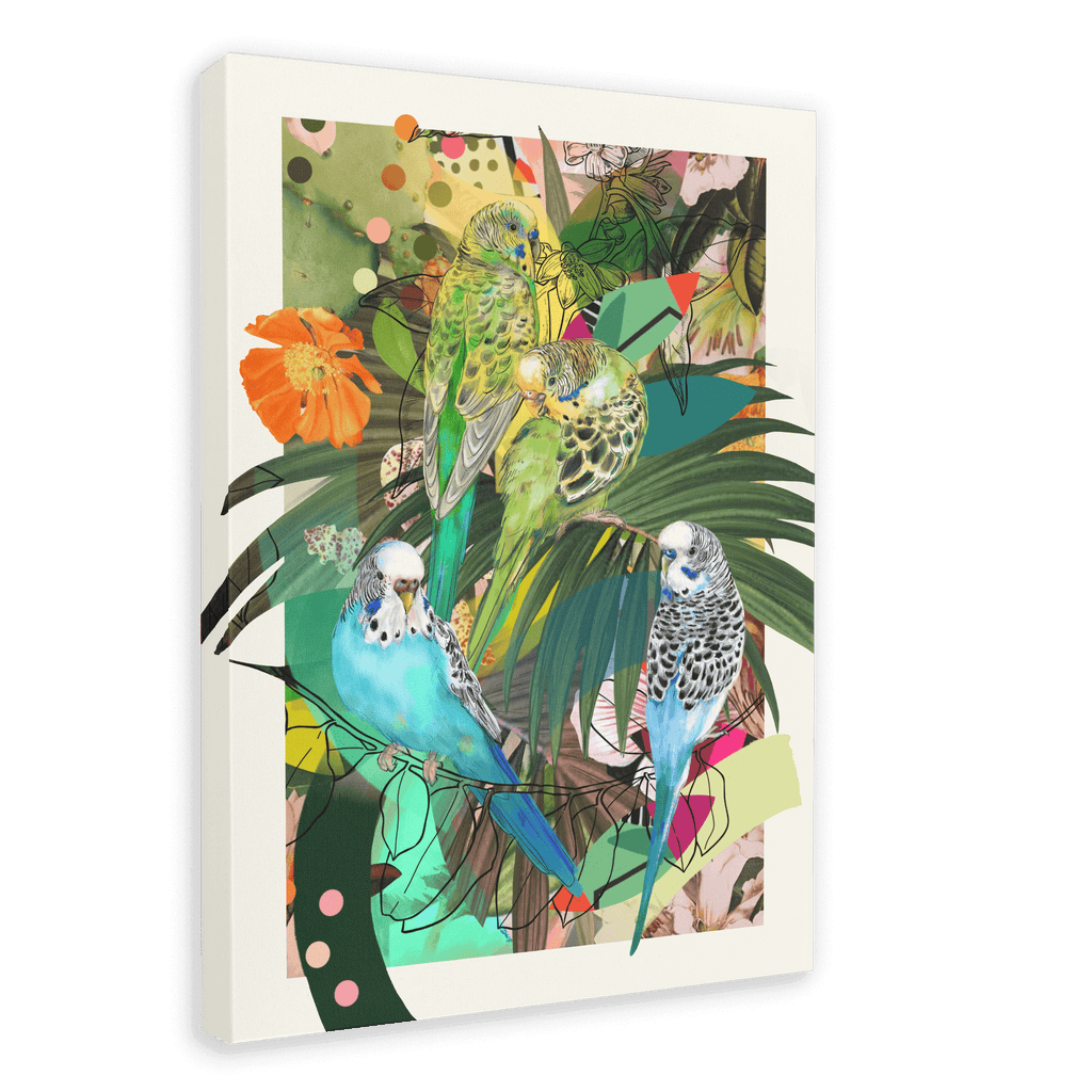 Blooming Budgerigars Canvas Print The Gathering 28"x40"(70x100 cm) Canvas Print