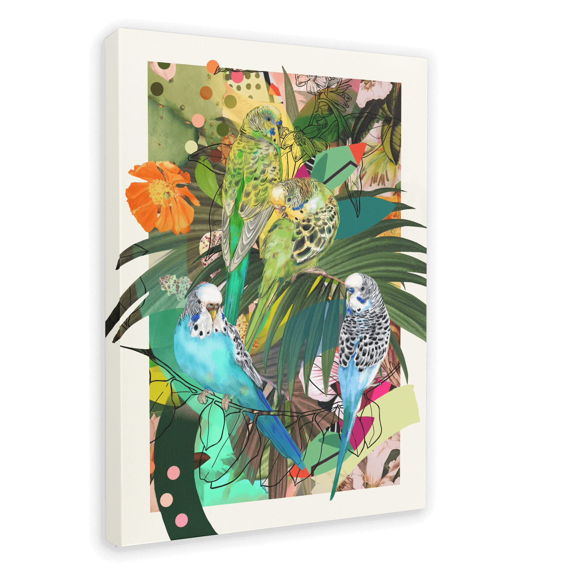 Blooming Budgerigars Canvas Print The Gathering 28"x40"(70x100 cm) Canvas Print