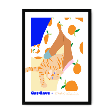 Content Contortions Framed Print Cat Cave Antics A3 (297 X 420 mm) / Black / No Mount (All Art) Framed Print