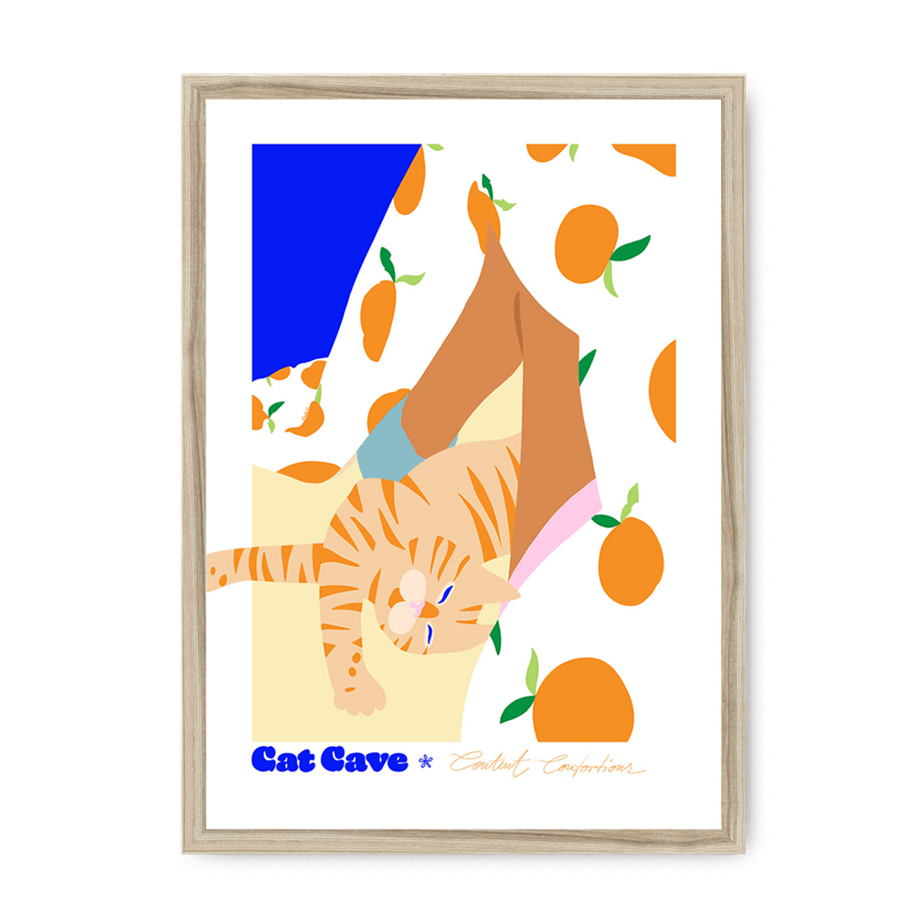 Content Contortions Framed Print Cat Cave Antics A3 (297 X 420 mm) / Natural / No Mount (All Art) Framed Print