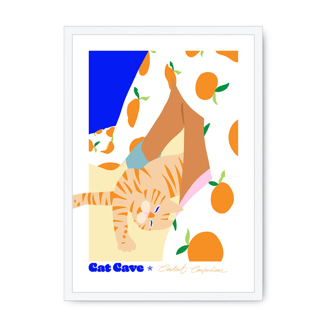 Content Contortions Framed Print Cat Cave Antics A3 (297 X 420 mm) / White / No Mount (All Art) Framed Print
