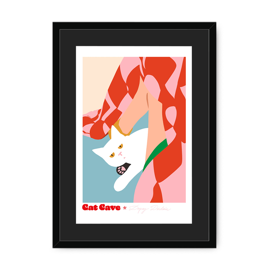 Dopey Disdain Framed Print Cat Cave Antics A3 (297 X 420 mm) / Black / Black Mount Framed Print
