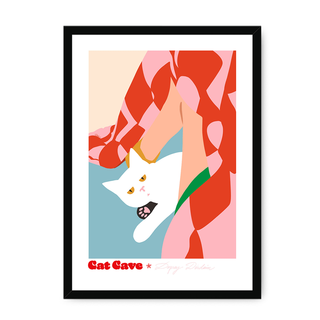 Dopey Disdain Framed Print Cat Cave Antics A3 (297 X 420 mm) / Black / No Mount (All Art) Framed Print