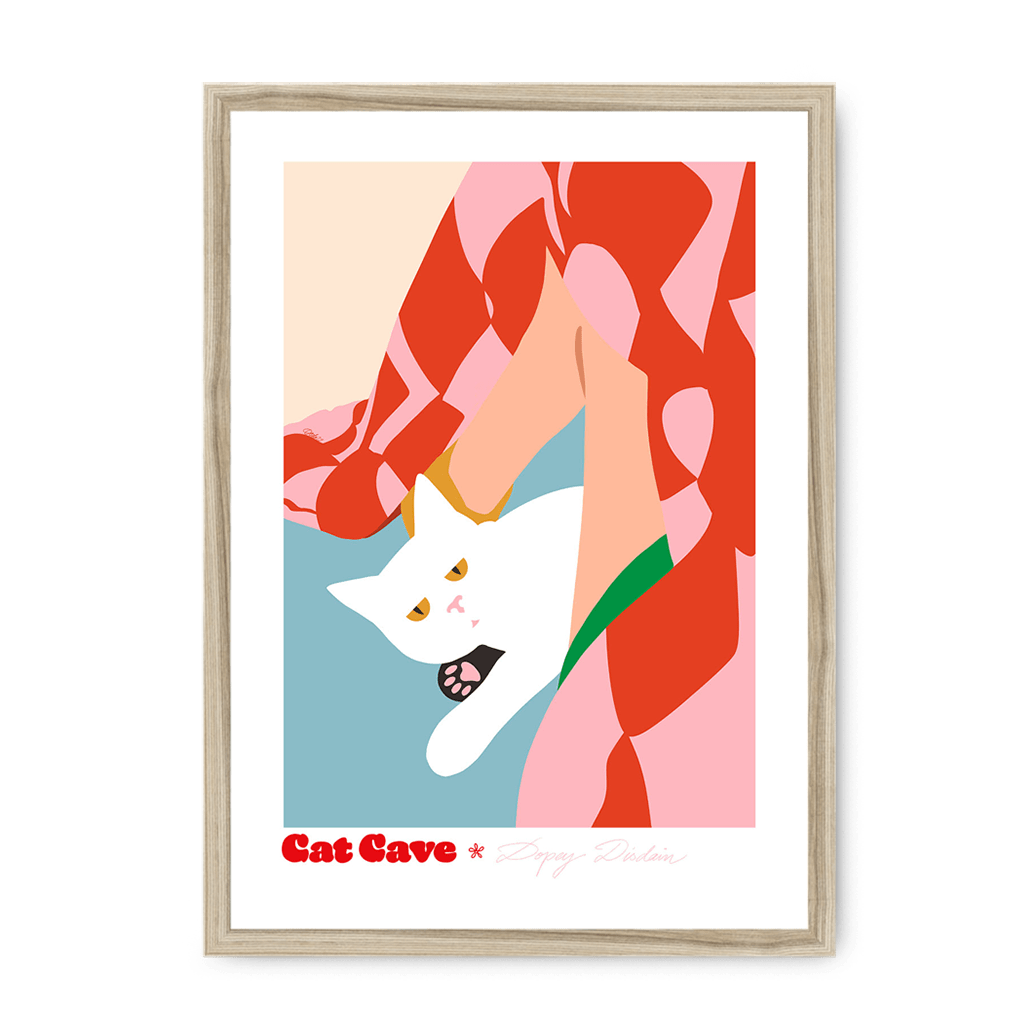 Dopey Disdain Framed Print Cat Cave Antics A3 (297 X 420 mm) / Natural / No Mount (All Art) Framed Print