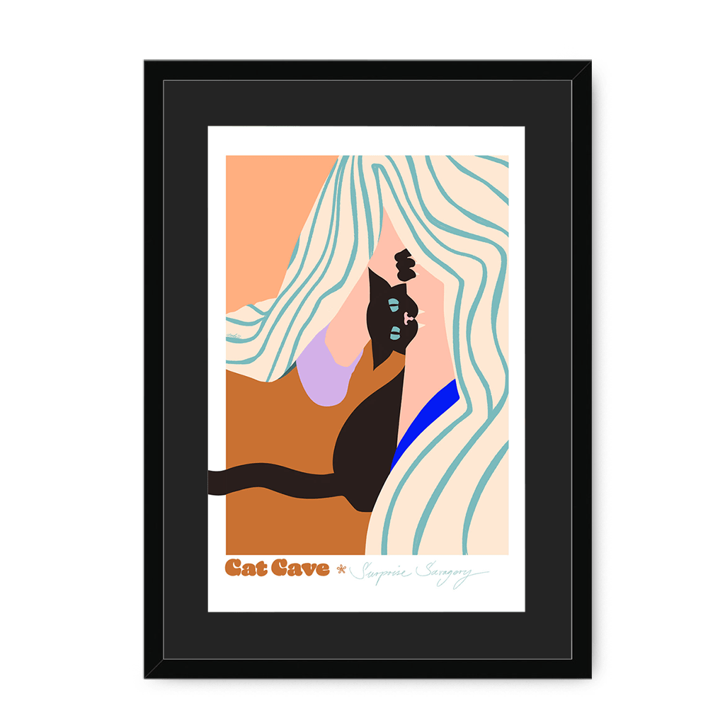 Surprise Savagery Framed Print Cat Cave Antics A3 (297 X 420 mm) / Black / Black Mount Framed Print