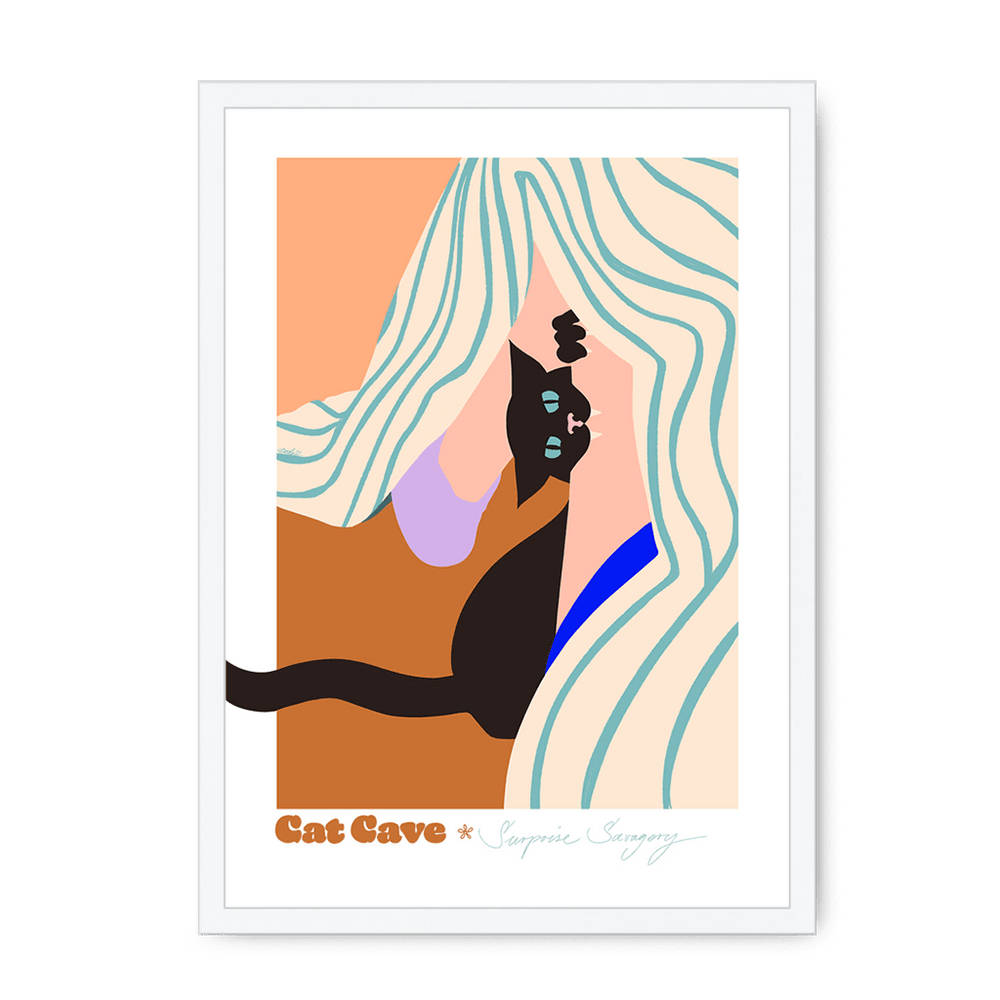 Surprise Savagery Framed Print Cat Cave Antics A3 (297 X 420 mm) / White / No Mount (All Art) Framed Print