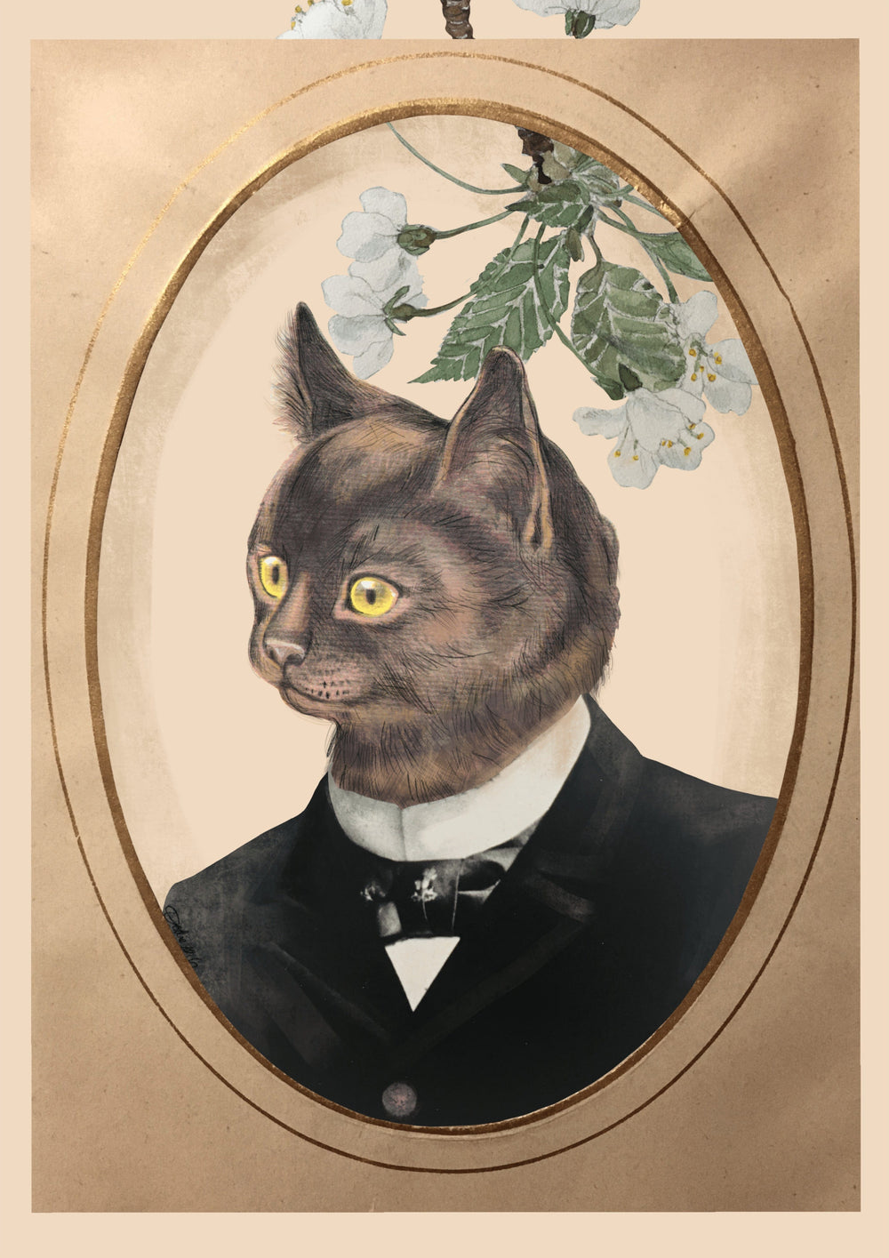 Cat In A Suit Matte Art Print Animals In Suits Art Print