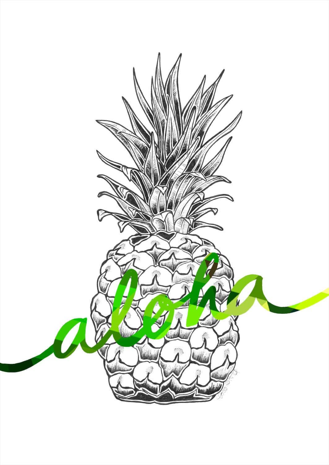 Aloha Pineapple Green Matte Art Print Pineapple Parade Art Print