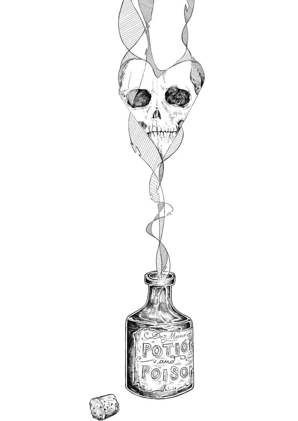 Skull Potion Matte Art Print Potion & Poison Bottles Art Print
