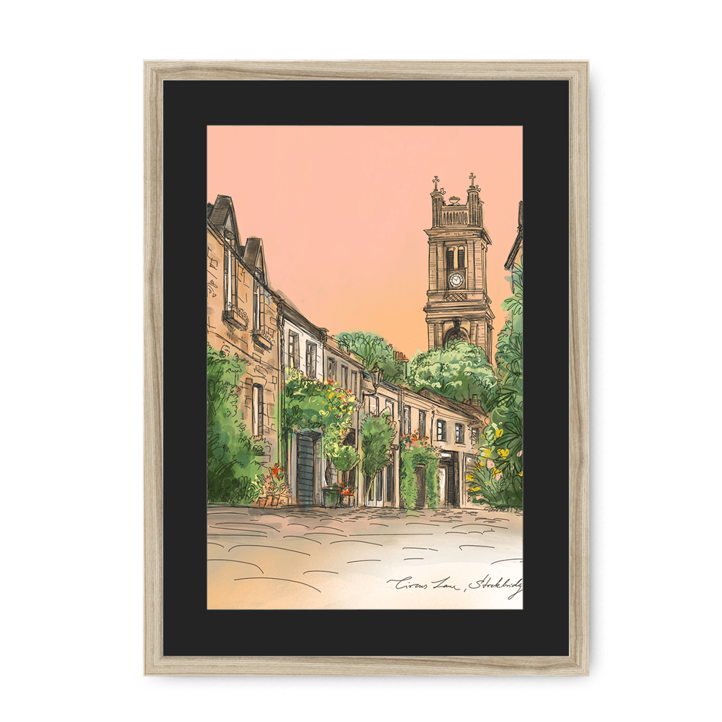 Circus Lane Edinburgh Framed Print Essential Edinburgh A3 (297 X 420 mm) / Natural / Black Mount Framed Print