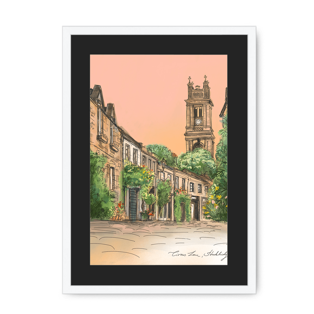 Circus Lane Edinburgh Framed Print Essential Edinburgh A3 (297 X 420 mm) / White / Black Mount Framed Print
