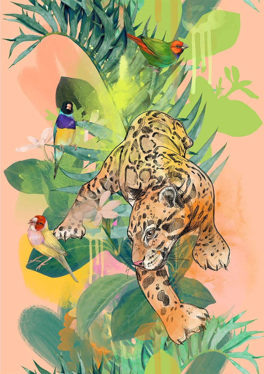 Clouded Leopard Dance Giclée Art Print Leovely Leopards Art Print