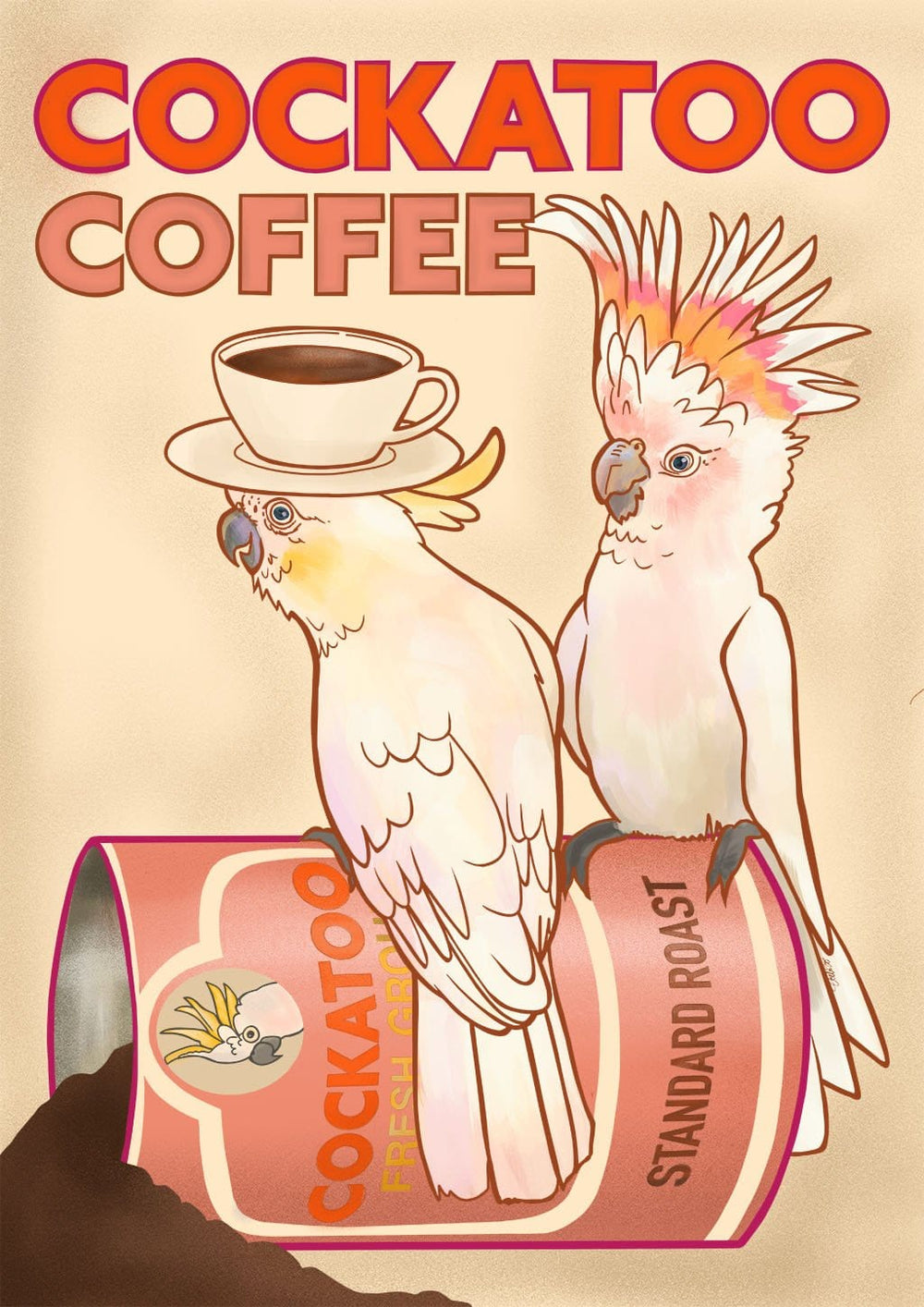 Cockatoo Coffee Giclée Art Print ADimals Art Print