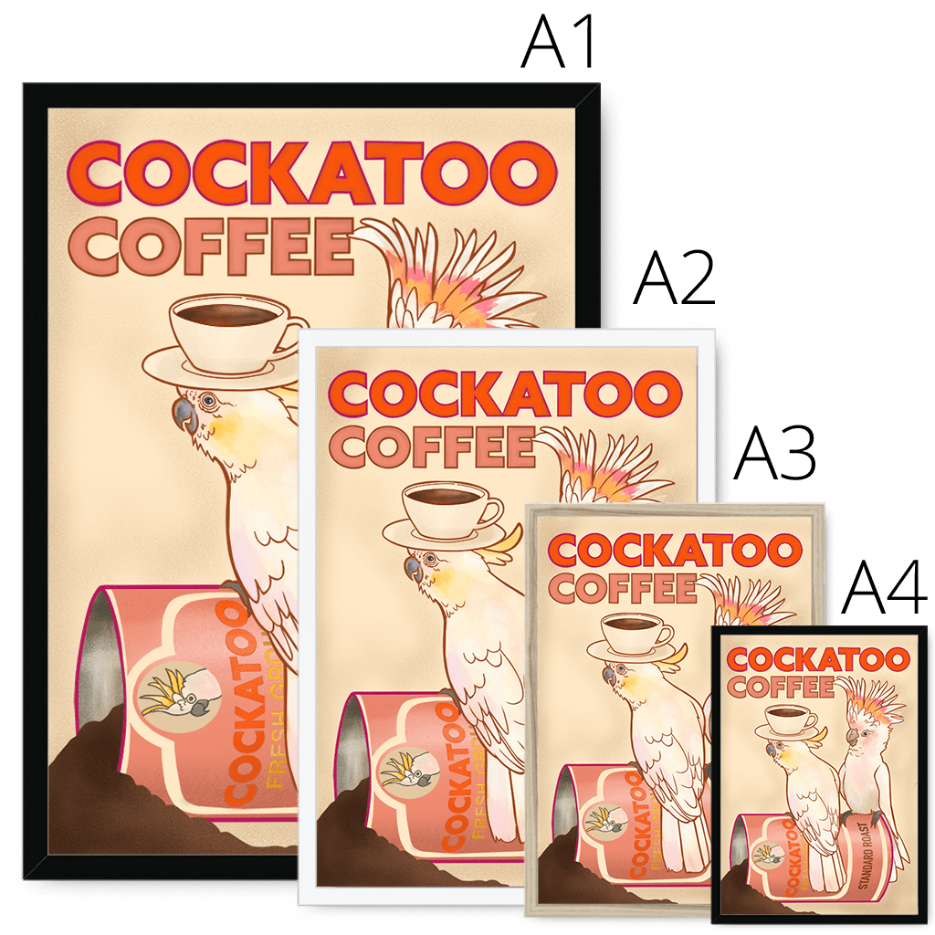 Cockatoo Coffee Giclée Framed Print ADimals Framed Print