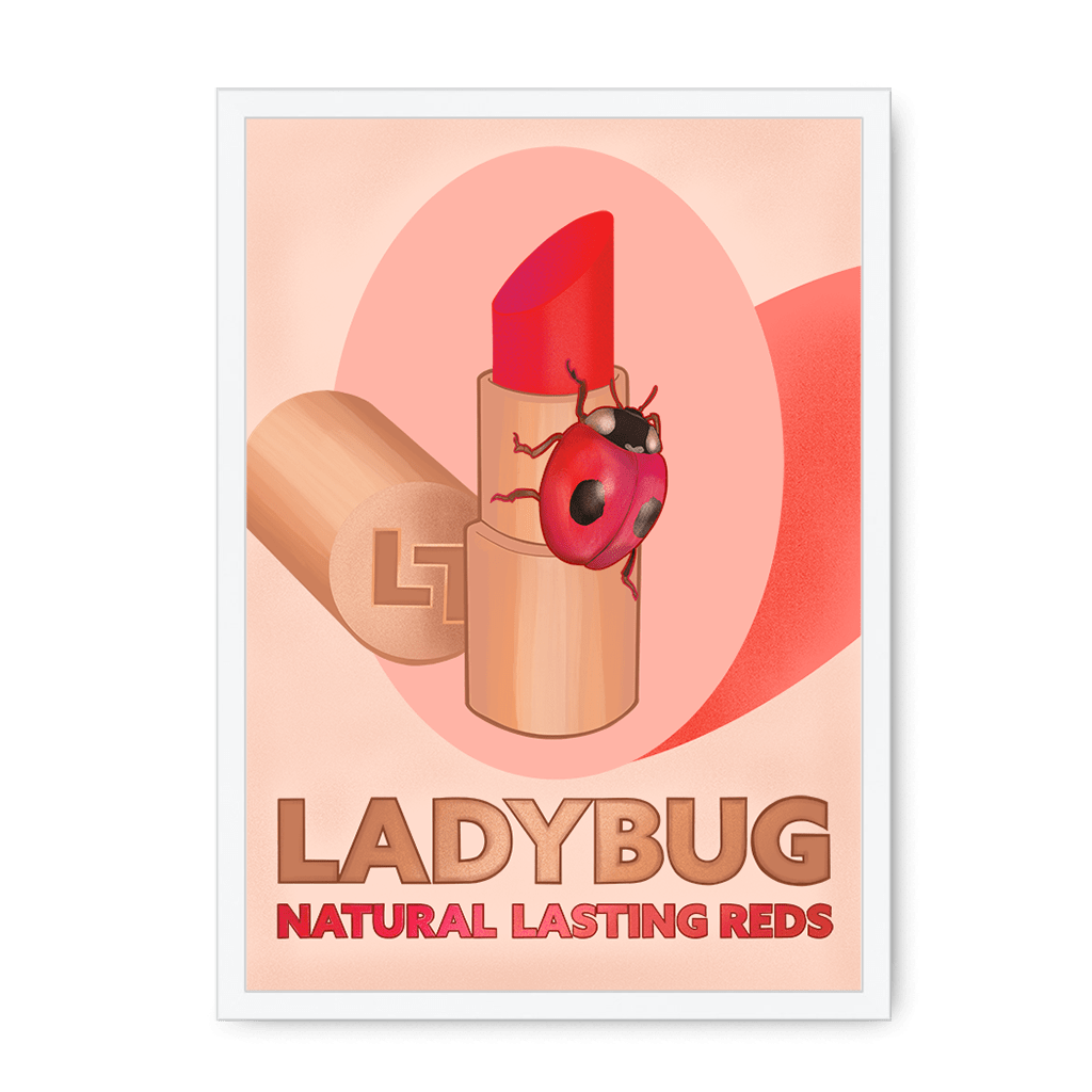 Ladybug Lipstick Giclée Framed Print ADimals A4 Portrait / White Frame Framed Print