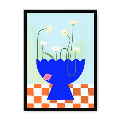 Daisies In Blue Framed Print Happy Stems A3 (297 X 420 mm) / Black / No Mount (All Art) Framed Print