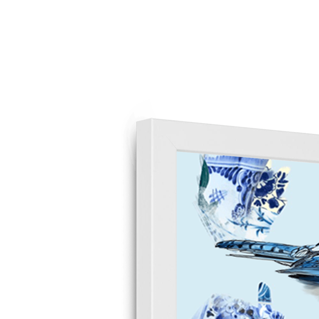 Delft Daft - Jays On A Jar Framed Print The Gathering Framed Print