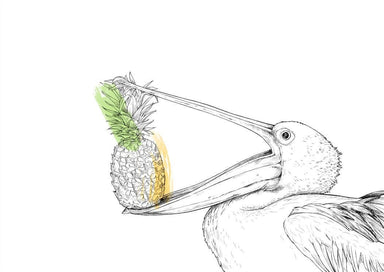 Pineapple Pelican Matte Art Print Food Fur & Feathers A4 (21 X 29.7 cm) Art Print