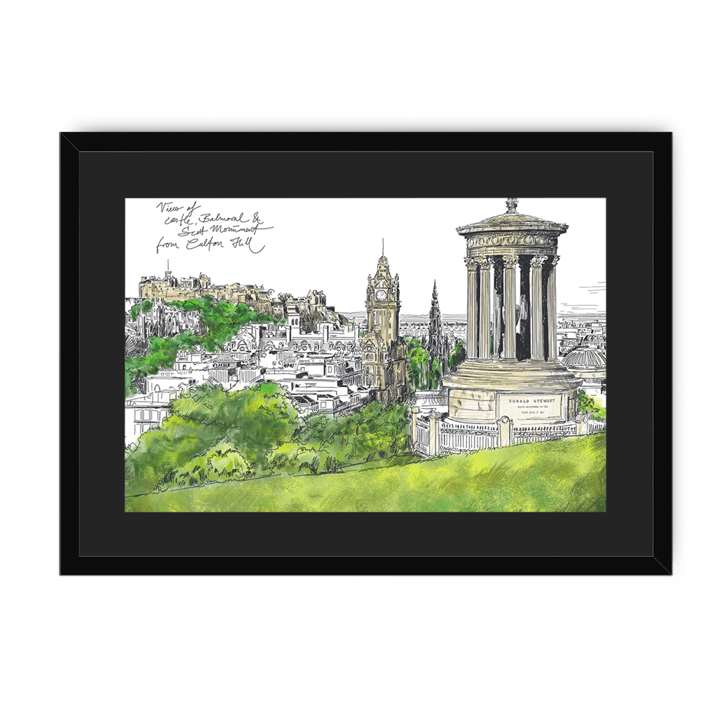 Calton Hill Edinburgh Framed Print Essential Edinburgh A3 (297 X 420 mm) / Black / Black Mount Framed Print