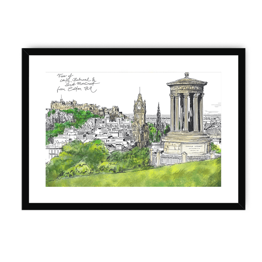 Calton Hill Edinburgh Framed Print Essential Edinburgh A3 (297 X 420 mm) / Black / White Mount Framed Print