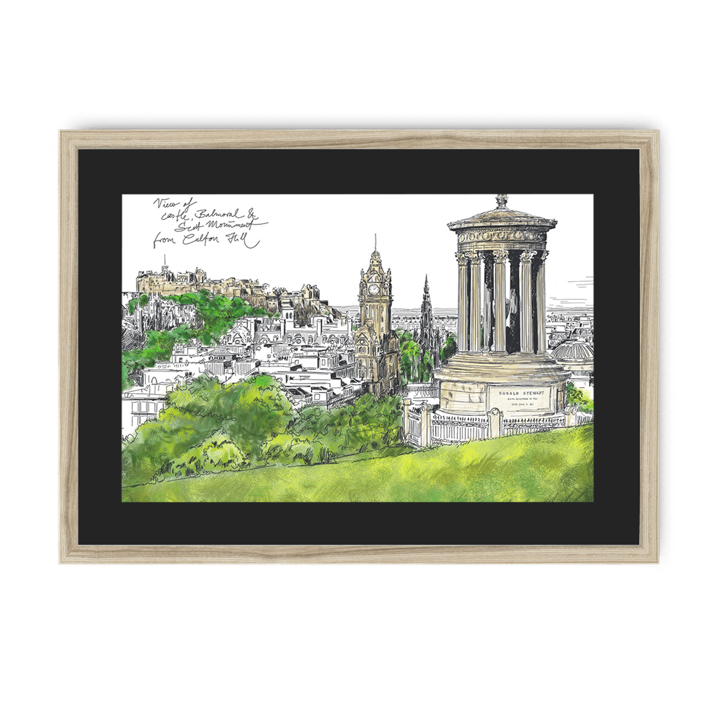 Calton Hill Edinburgh Framed Print Essential Edinburgh A3 (297 X 420 mm) / Natural / Black Mount Framed Print