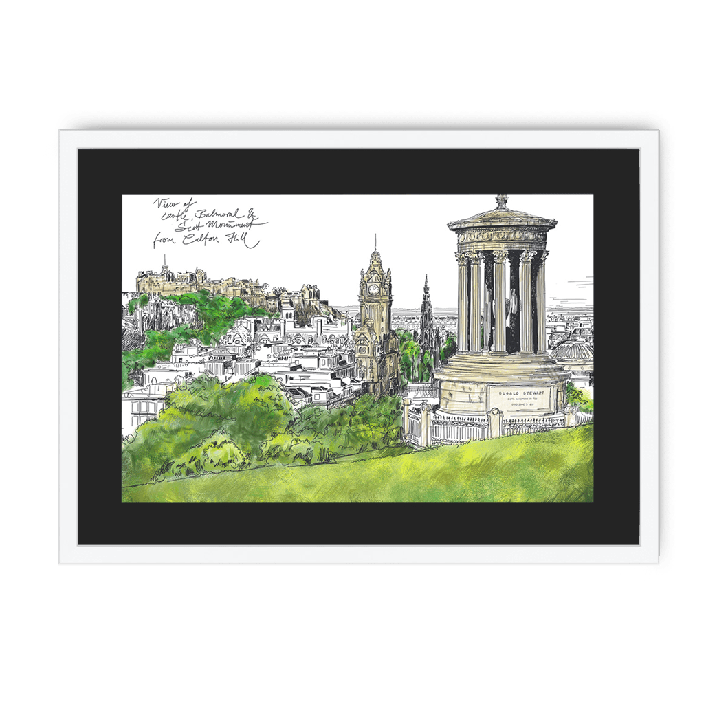 Calton Hill Edinburgh Framed Print Essential Edinburgh A3 (297 X 420 mm) / White / Black Mount Framed Print
