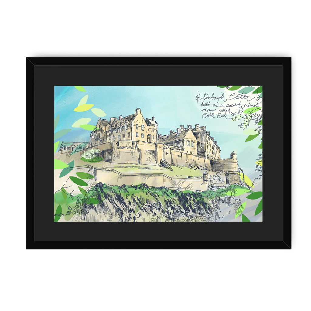 Edinburgh Castle Framed Print Essential Edinburgh A3 (297 X 420 mm) / Black / Black Mount Framed Print