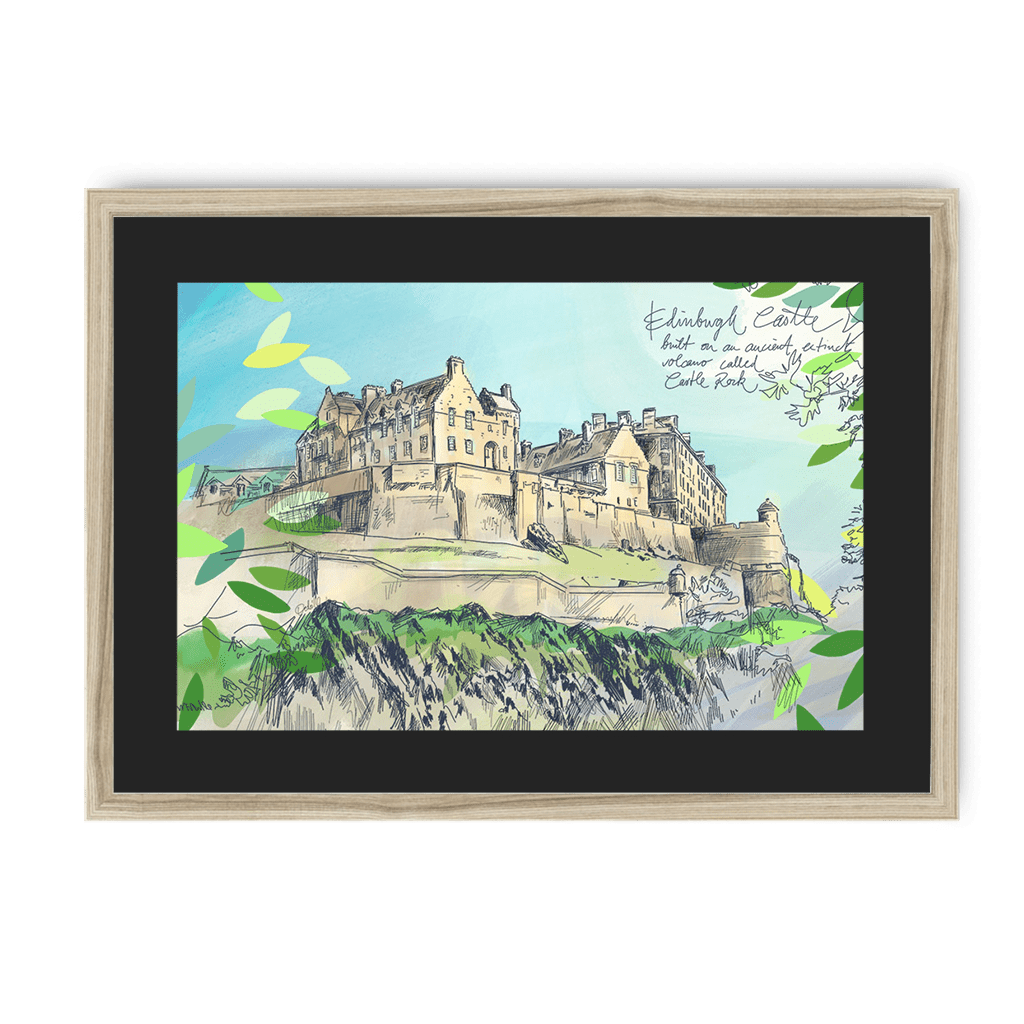 Edinburgh Castle Framed Print Essential Edinburgh A3 (297 X 420 mm) / Natural / Black Mount Framed Print