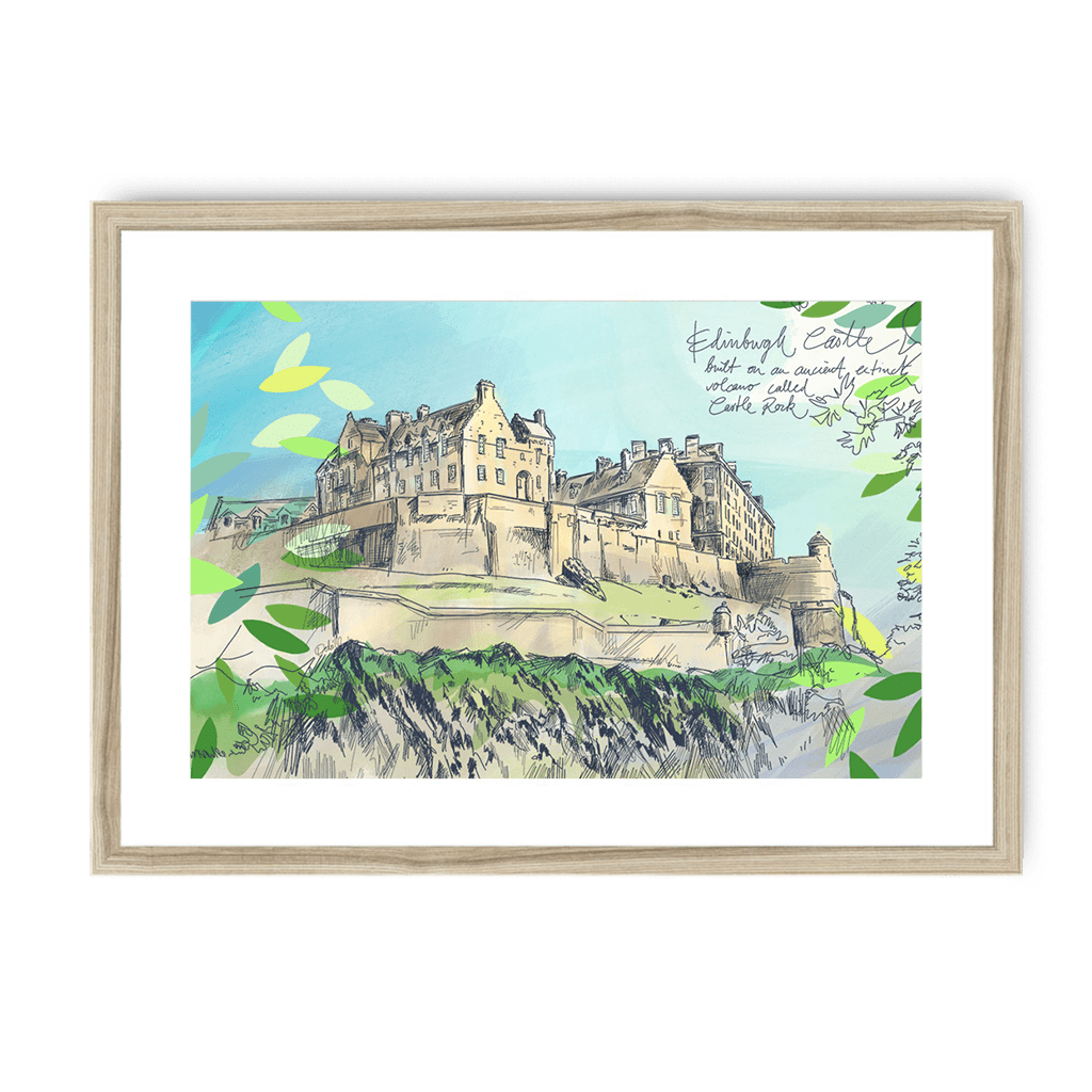 Edinburgh Castle Framed Print Essential Edinburgh A3 (297 X 420 mm) / Natural / White Mount Framed Print