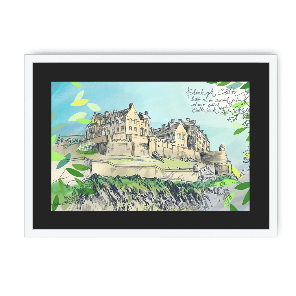 Edinburgh Castle Framed Print Essential Edinburgh A3 (297 X 420 mm) / White / Black Mount Framed Print