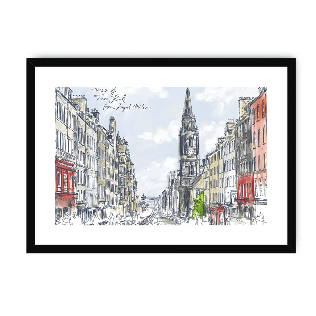 Tron Kirk Royal Mile Framed Print Essential Edinburgh A3 (297 X 420 mm) / Black / White Mount Framed Print
