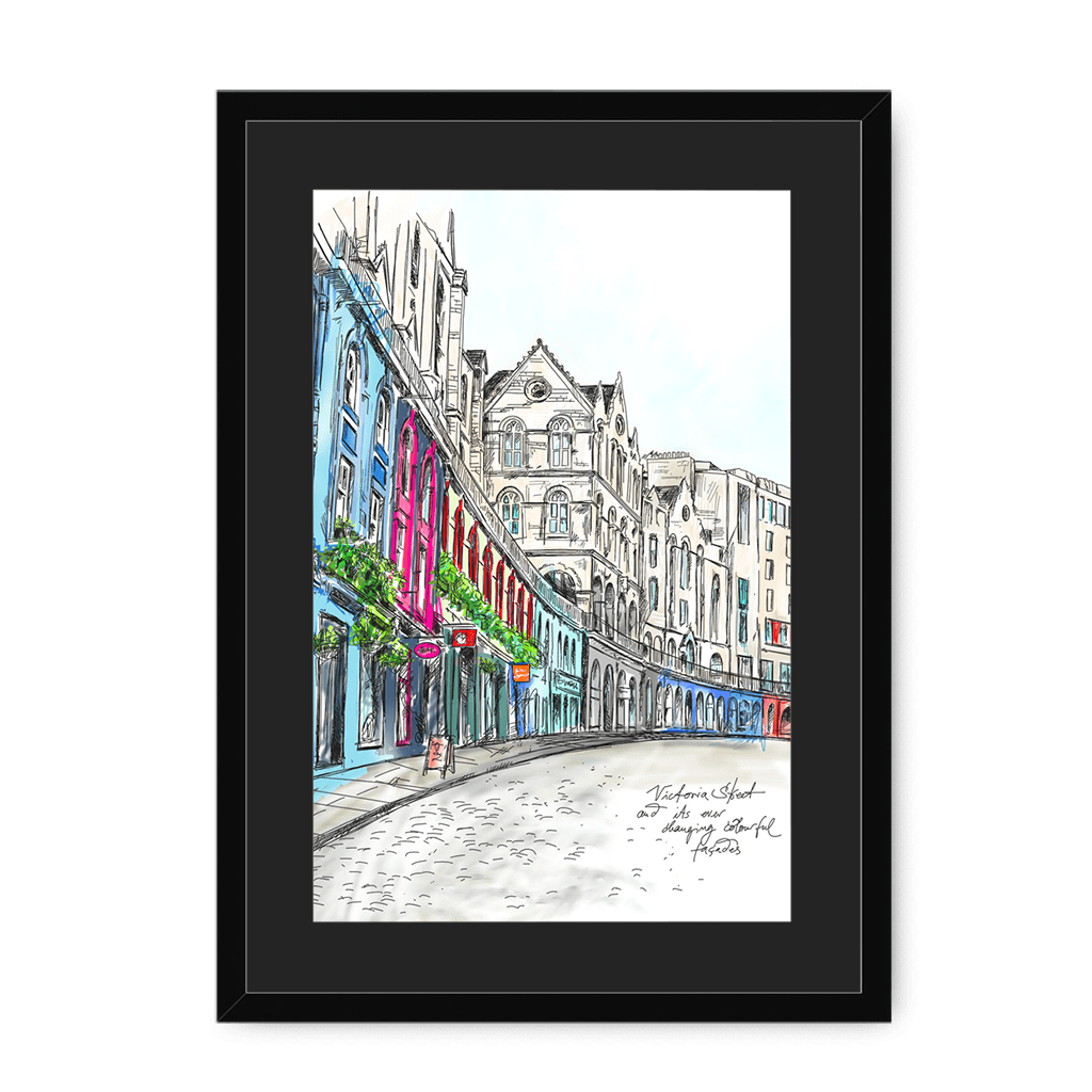 Victoria Street Framed Print Essential Edinburgh A3 (297 X 420 mm) / Black / Black Mount Framed Print