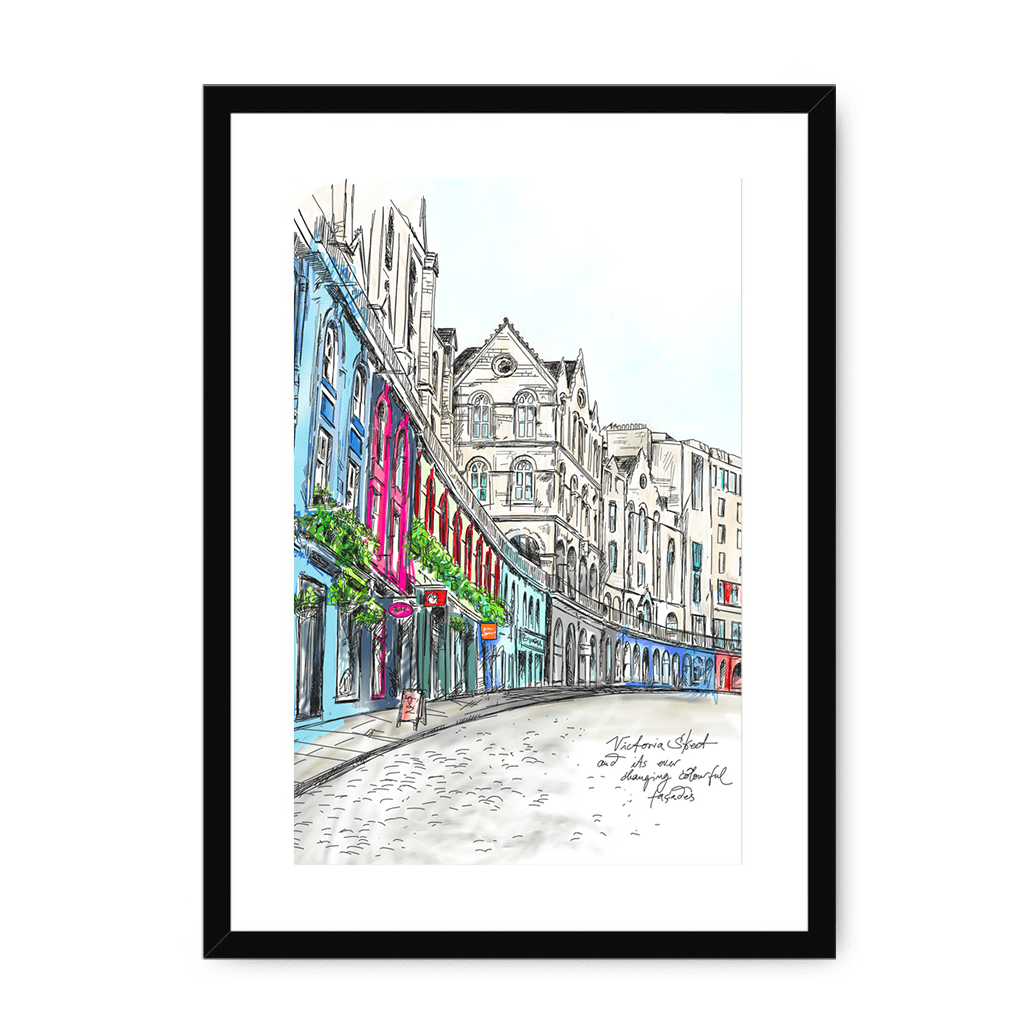 Victoria Street Framed Print Essential Edinburgh A3 (297 X 420 mm) / Black / White Mount Framed Print