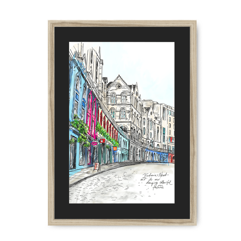 Victoria Street Framed Print Essential Edinburgh A3 (297 X 420 mm) / Natural / Black Mount Framed Print