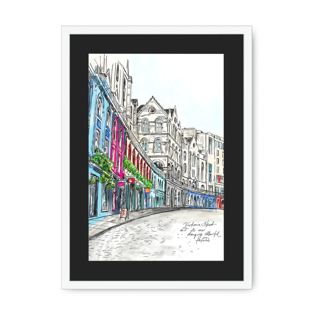 Victoria Street Framed Print Essential Edinburgh A3 (297 X 420 mm) / White / Black Mount Framed Print