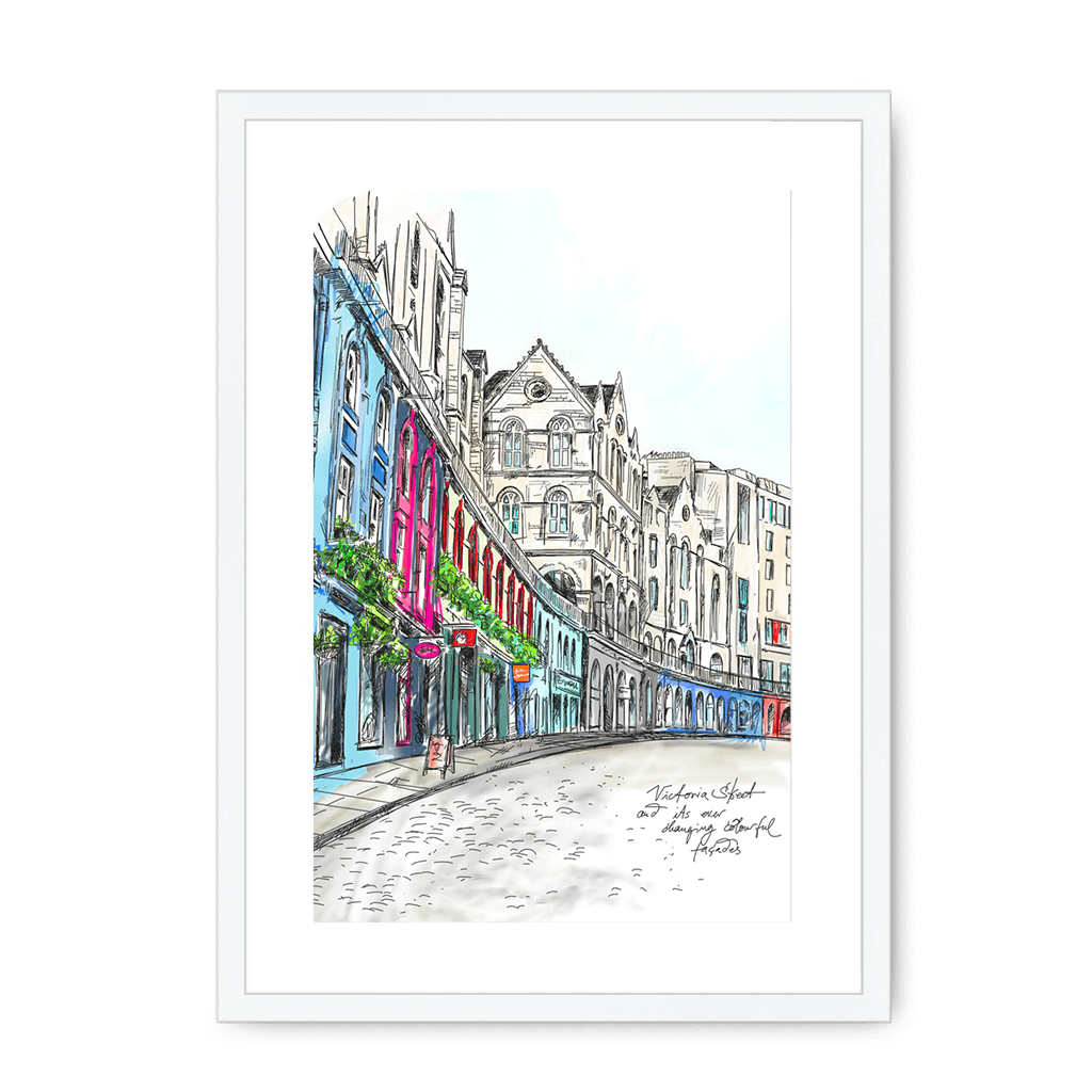 Victoria Street Framed Print Essential Edinburgh A3 (297 X 420 mm) / White / White Mount Framed Print