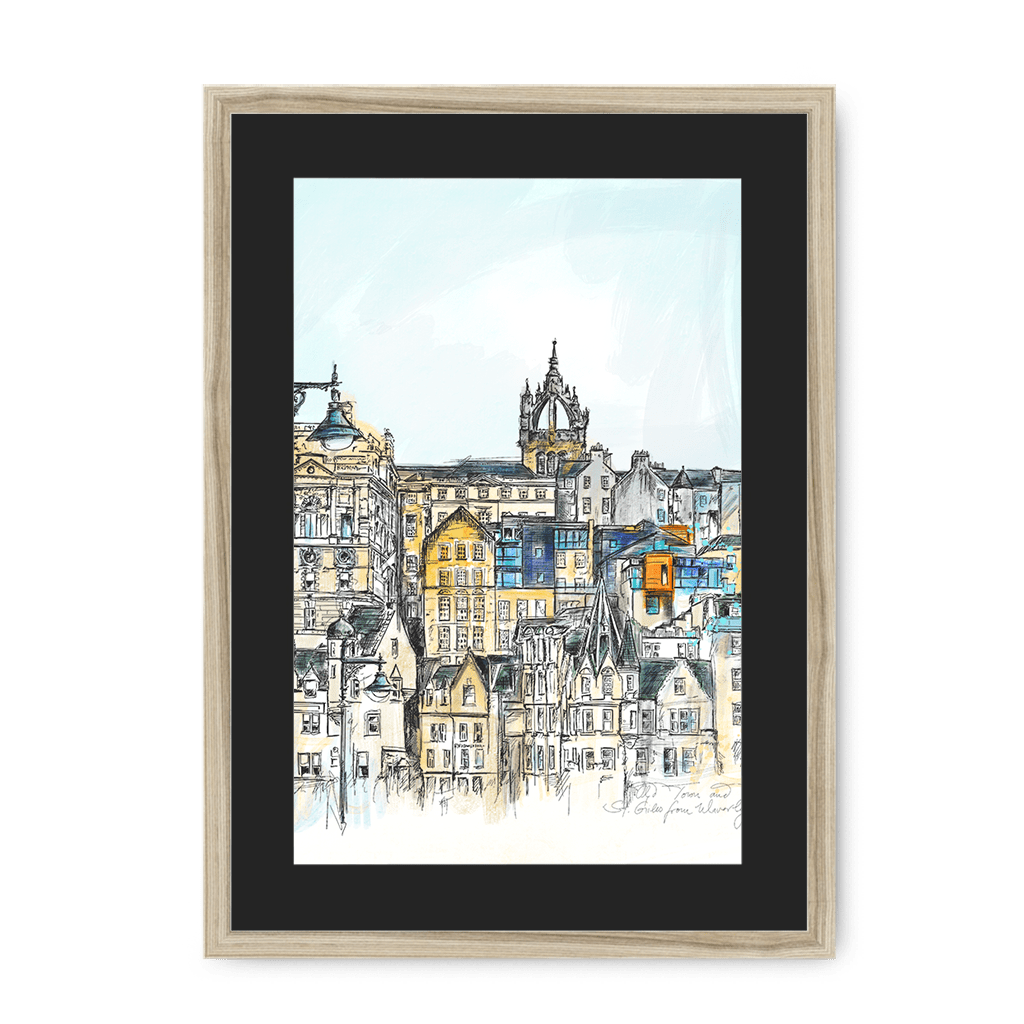 Old Town & St Giles Framed Print Essential Edinburgh A3 (297 X 420 mm) / Natural / Black Mount Framed Print