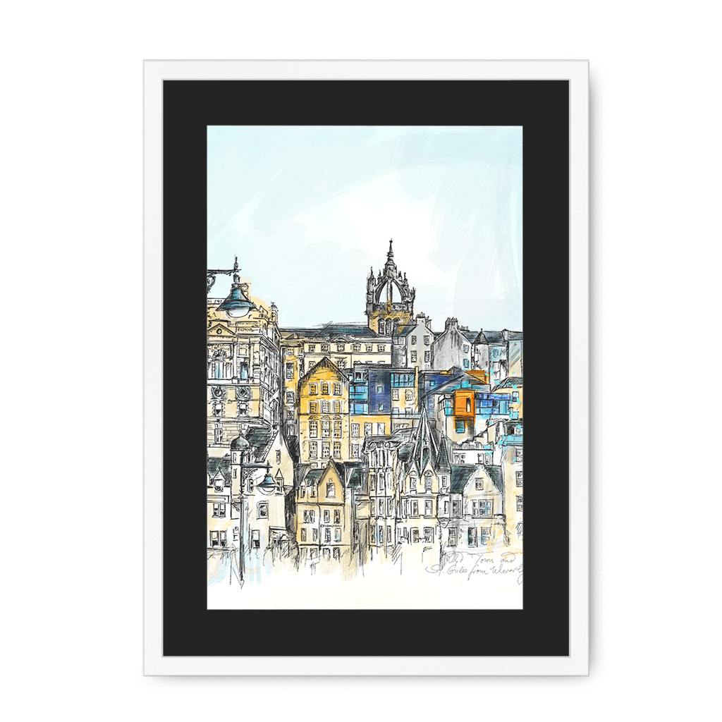 Old Town & St Giles Framed Print Essential Edinburgh A3 (297 X 420 mm) / White / Black Mount Framed Print
