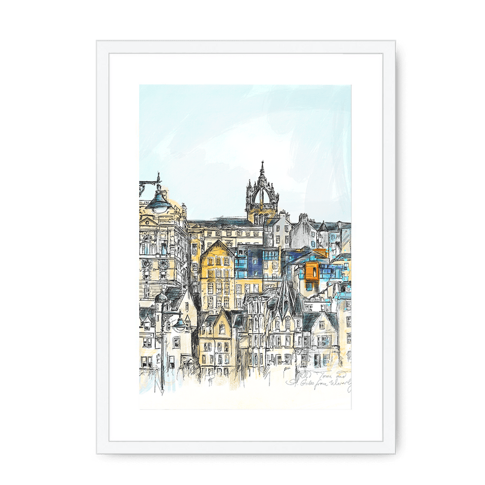 Old Town & St Giles Framed Print Essential Edinburgh A3 (297 X 420 mm) / White / White Mount Framed Print