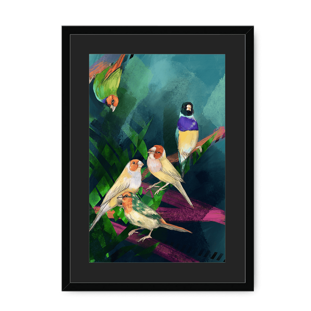 A Fandango Of Finches Framed Print The Gathering A3 (297 X 420 mm) / Black / Black Mount Framed Print