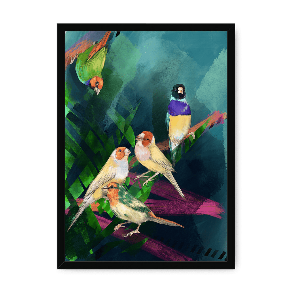 A Fandango Of Finches Framed Print The Gathering A3 (297 X 420 mm) / Black / No Mount (All Art) Framed Print