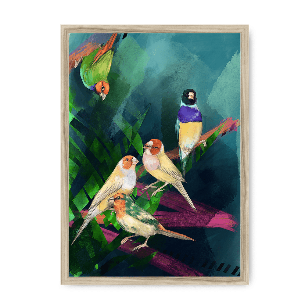 A Fandango Of Finches Framed Print The Gathering A3 (297 X 420 mm) / Natural / No Mount (All Art) Framed Print