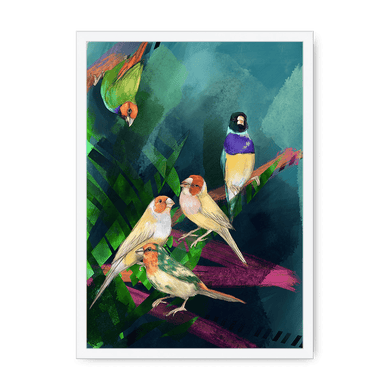 A Fandango Of Finches Framed Print The Gathering A3 (297 X 420 mm) / White / No Mount (All Art) Framed Print