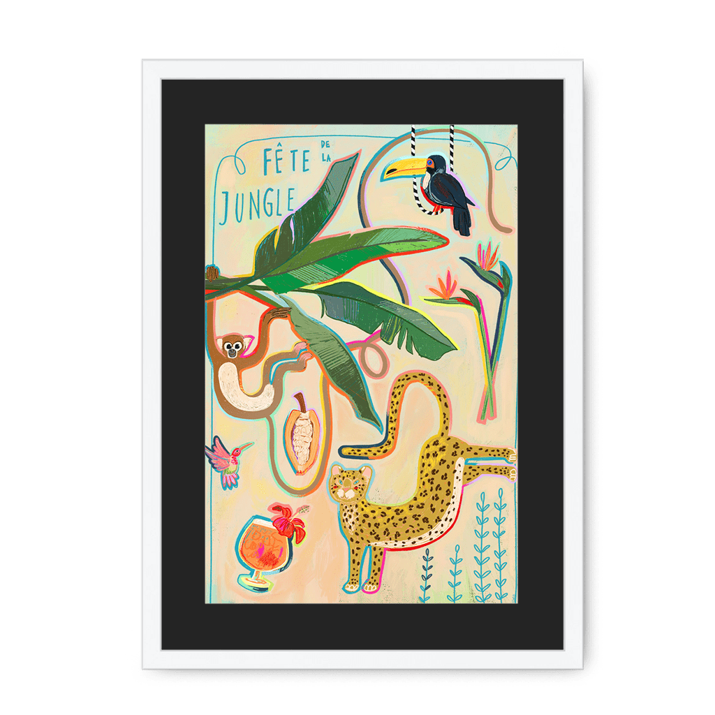 Fête De La Jungle Framed Print Aventures Des Créatures A3 (297 X 420 mm) / White / Black Mount Framed Print