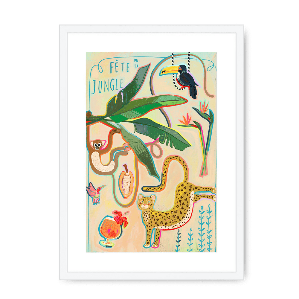 Fête De La Jungle Framed Print Aventures Des Créatures A3 (297 X 420 mm) / White / White Mount Framed Print